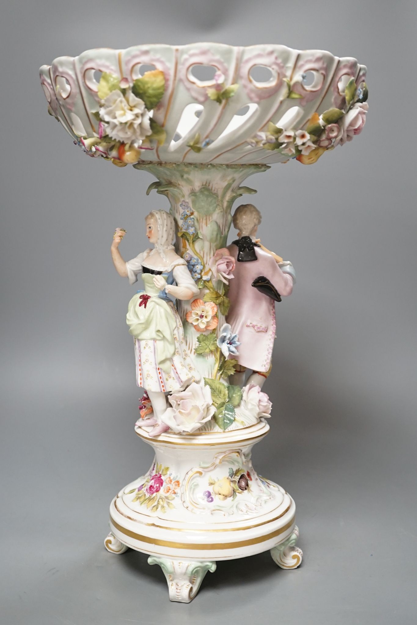 A large Pottschapel figural centrepiece bowl, 42cm